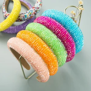 Luxury Bling Hair Accessories Colorful HairBands Beaded Women Headband Crystal Hair Bands