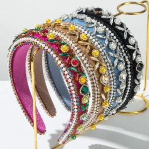 Luxury Bling Rhinestone Headband Women Hair Hoop Wedding Birthday Party Colorful Diamond Hair Band