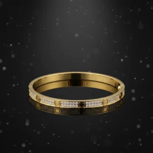Luxury Bracelets Stainless Steel Charm Screw Love 2 Lines Full Diamonds Bangles