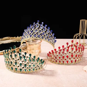 Luxury Bridal Tiara Custom Bridal Tiara Wedding Hair Accessories with Crystal Tall Tiaras Y Coronas for Beauty Pageants
