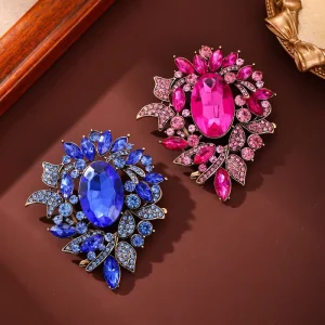 Luxury Brooch Jewelry Women’s Clothing Corsage Pin Accessory Fashionable Retro Brooch Alloy Crystal Plated Wedding Party