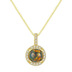 Luxury Classic Ins S925 Sterling Silver Opal Necklace Gifts for Women Round Box Chain Pendant Necklace
