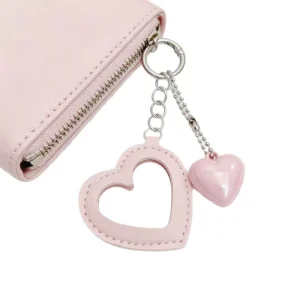 Luxury Coin Holder Keychain Small Flower Makeup Mirror PU Irregular Shape Instagram Style Fashion Trend Earth Day Bag Charm