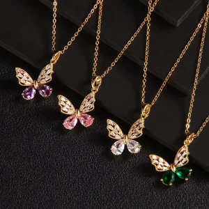 Luxury Crystal Fashion Jewelry Set Gold Plated Alloy Necklace Banquet Dress Accessories Colorful Stylish