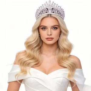 Luxury Crystal Rhinestone Wedding Crown Tiara Fashionable Gold Plated Bridal Hair Accessories for Prom Party Queen Princess