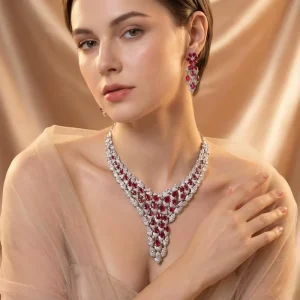 Luxury Cubic Zirconia Jewelry Set American Diamond Raindrops Necklace Bracelet Earrings Ring