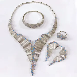 Luxury Cubic Zirconia Jewelry Set American Diamond Unique Jewelry Sets Necklace Bracelet Earrings Ring Jewellery Sets