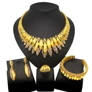 Luxury Cubic Zirconia Jewelry Set Dubai Women Bridal Wedding Jewelry Sets American Diamond Jewellery Set HZ211201197