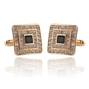 Luxury Cufflinks for Mens and Women Zircon Golden White Crystal Fashion Brand Cuff Botton