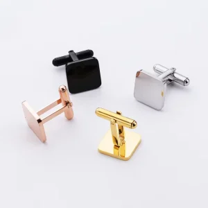 Luxury Custom Stainless Steel Cufflinks for Man Gold Silver Rose Gold Black Suit Cuff Links Square Shape Cufflinks