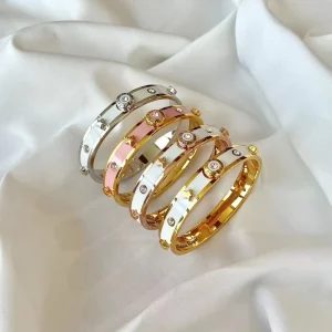 Luxury Custom Women’s Daily Wear Hawaii Color Enamel Bangle Bracelet Fashionable Jewelry Bangles