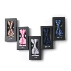 Luxury Customized Bow Tie Pocket Square Cufflinks Gift Box Set Elegant Patterns for Formal Events Personalized Logo Available