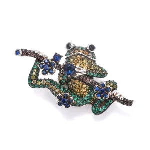 Luxury Cute CZ Gemstone Frog Insect Brooch Colorful Wedding Brooch Fashion Jewelry Christmas Gift