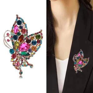 Luxury Cute Girl Fashion Trendy Accessory Fashion Brooches Manufacturer Full Crystal Rhinestone Butterfly Brooch