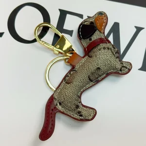 Luxury Cute Pu Leather Dog Pendant Bag Charm Car Keyring for Women Bag Decoration