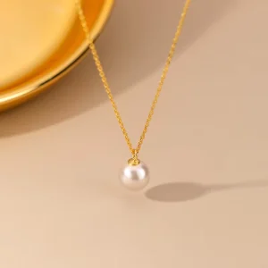 Luxury Delicate S925 Sterling Silver Pearl Necklace Gifts For Women Round Ball Link Chain Baroque Pearl Necklace