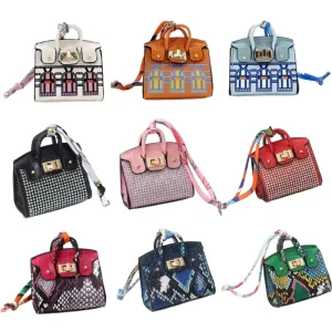 Luxury Designer Bag Charms Gift Mini Handbag Hanger Ornaments Key Holder Pendant PU Leather Tiny Wallet Bag Keychain Coin Purse