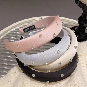 Luxury Diamond Sponge Hairbands for Women with High Crown Elegant Style