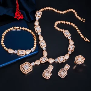 Luxury Dubai Bridal Jewelry Set Full Jewelry Sets Zircon Silver Plated Vintage Engagement Wedding Party Women White Zircon