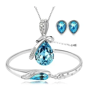 Luxury Earrings Bracelet Necklaces Set Wedding Crystal Jewelry Set for Women