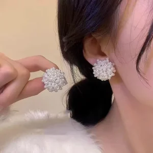 Luxury Exquisite Baroque Fireworks Pearl Earrings New Trendy Stud Flower Fashion Jewelry for Women for Anniversary