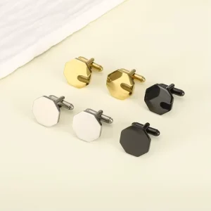 Luxury Fashion 316 Stainless Steel Silver Hexagon Designer Custom Cufflinks for Men