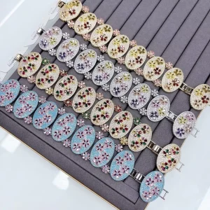 Luxury Fashion Brass Zircon Color Layered Design Crystal Bracelet