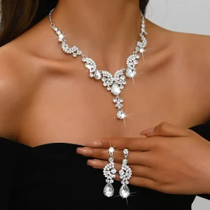 Luxury Fashion Crystal Bridal Jewelry Set Women Necklace Earrings Set Cubic Zircon Wedding Jewelry Set