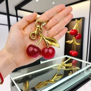 Luxury Fashion Crystal Hand Bag Accessories Cherry Bag Charm Accessory Cherry Charm for Women Hand Bag Accessories