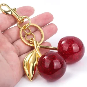 Luxury Fashion Crystal Hand Bag Accessories Cherry Bag Charm Accessory Cherry Charm for Women Hand Bag Accessories
