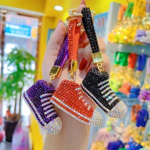 Luxury Fashion Full Rhinestone Shoe Keychains Bling Luxury Keychains Woman Bag Keyring Pendant Diamond 3D Sneaker Key Chains