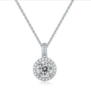 Luxury Fashion Gold Plated Diamond Iced Out 925 Silver Pendant Women Necklace