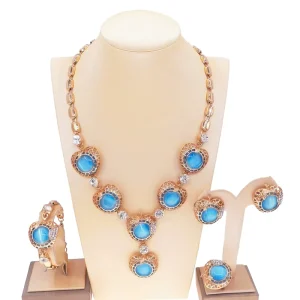 Luxury Fashion Jewelry Sets Exquisite Zircon Women Necklace Earrings Ring Bracelet