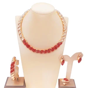 Luxury Fashion Jewelry Sets Exquisite Zircon Women Necklace Earrings Ring Bracelet