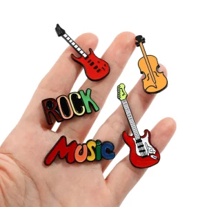 Luxury Fashion Zinc Alloy Enamel Sequins Guitar Rock Violin Brooch Lapel Pin Safety Pin Eco-Friendly Water Resistant Customized