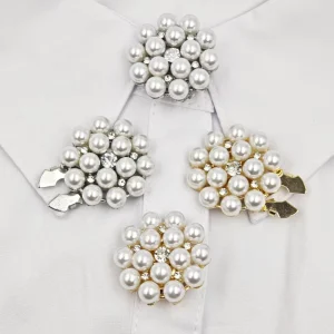 Luxury Fashionable Flower Pearl Rhinestone Eco Friendly Jewelry Button Cover Cufflinks Clip Women Dress Accessories