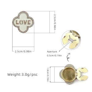 Luxury Fashionable Mushroom Heart & Square Pattern Zinc Alloy Rhinestone Custom Decorative Button Cover for Women’s Shirts