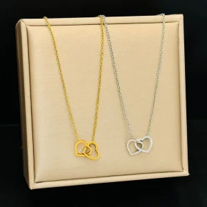 Luxury Female Stainless Steel Clavicle Chain Heart-Shaped Pendant Necklace with Niche Design Fashionable Accessories