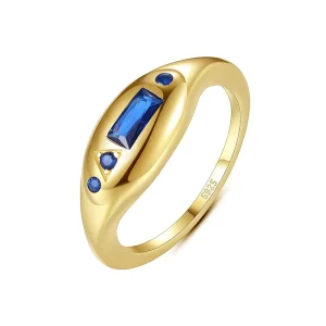 Luxury Fine Jewelry Fashion Ring for Women 18k Gold Plated Brass Green Blue Sapphire Geometric Minimalist Vintage Elegant Gift
