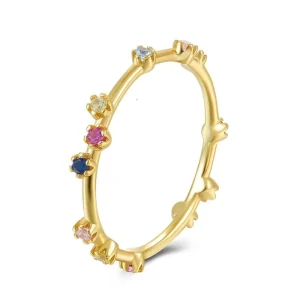 Luxury Fine Jewelry Fashion Rings for Women 18k Gold Plated Brass Colorful Zircon Trendy Stackable Elegant Chic Party Gift