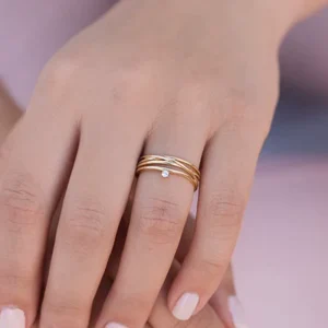 Luxury Fine Jewelry Fashion Rings for Women 18k Gold Plated Brass Multi Layer Zircon Minimalist Trendy Stackable Elegant Gift