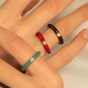 Luxury Fine Jewelry Fashion Rings for Women Brass Enamel Zircon Colorful Minimalist Vintage Trendy Chic Stackable Party Gift