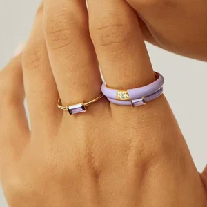 Luxury Fine Jewelry Fashion Rings for Women Colorful Resin Square Zircon 18k Gold Plated Brass Vintage Trendy Statement Gift