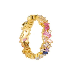 Luxury Fine Jewelry Fashion Rings for Women Colorful Zircon Brass Irregular Vintage Elegant Stackable Trendy Party Gifts
