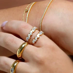 Luxury Fine Jewelry Fashion Rings for Women Rectangle Multicolor Zircon Brass Trendy Elegant Chic Stackable Party Gift