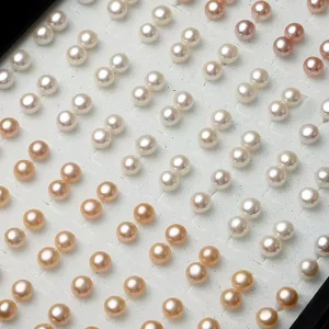 Luxury Freshwater Pearl Earrings 4mm-8.5mm S925 Needle Orange/Purple Minimalist Pearl Stud Earrings with Real Pearls for Women