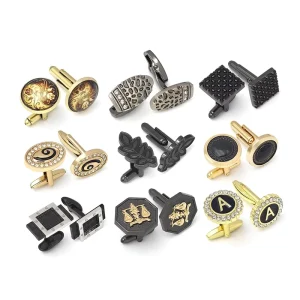 Luxury Gold Plated Metal Mens Shirts Cuff Link Set Custom Logo Men’s Cufflinks Set for Men Shirts Gift