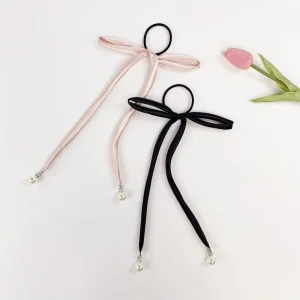 Luxury Hair Accessories Women Ponytail Holder Pearls Elastic Hair Bands Bow Hair Ties