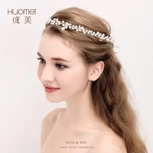 Luxury Handmade Headdress Plated Silver Hair Accessories Wedding Bridal Freshwater Pearl Headpiece