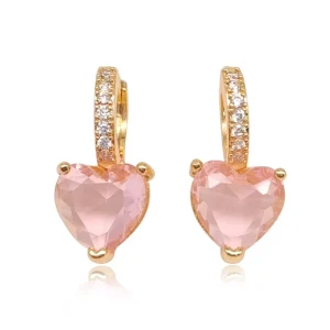 Luxury Hoop Earrings for Women 18k Gold Fashion Heart Shape Earring High Quality Crystal Earring Multicolor Huggie Earring